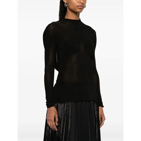Jean Paul Gaultier Women Light Jersey Backless Top With Covered Cup Detail